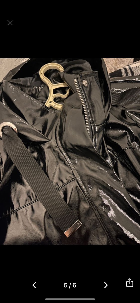 Siyah Parlak Deri Midi Kadın Ceket - Görsel 5