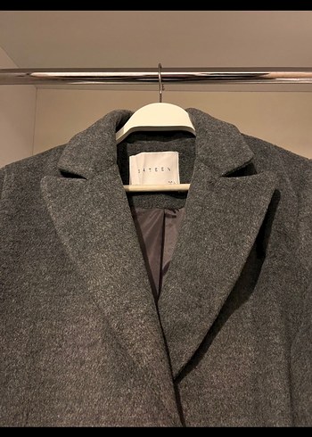 Düğmeli Gri Midi Kadın Blazer Ceket - Görsel 3