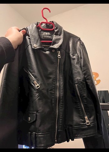 Kadın Siyah Deri Biker Ceket - Görsel 2