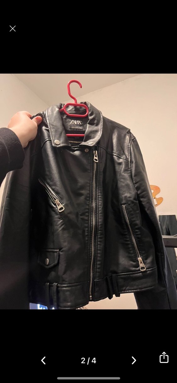 Kadın Siyah Deri Biker Ceket - Görsel 2