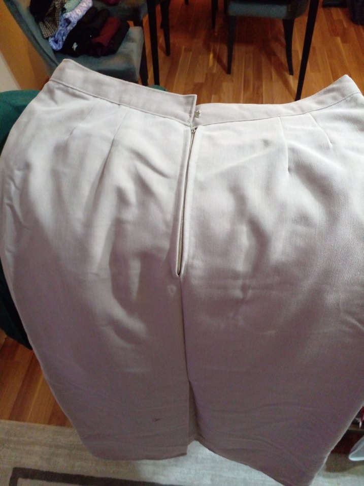 El dikimi Drapeli krem Midi Etek - Görsel 3