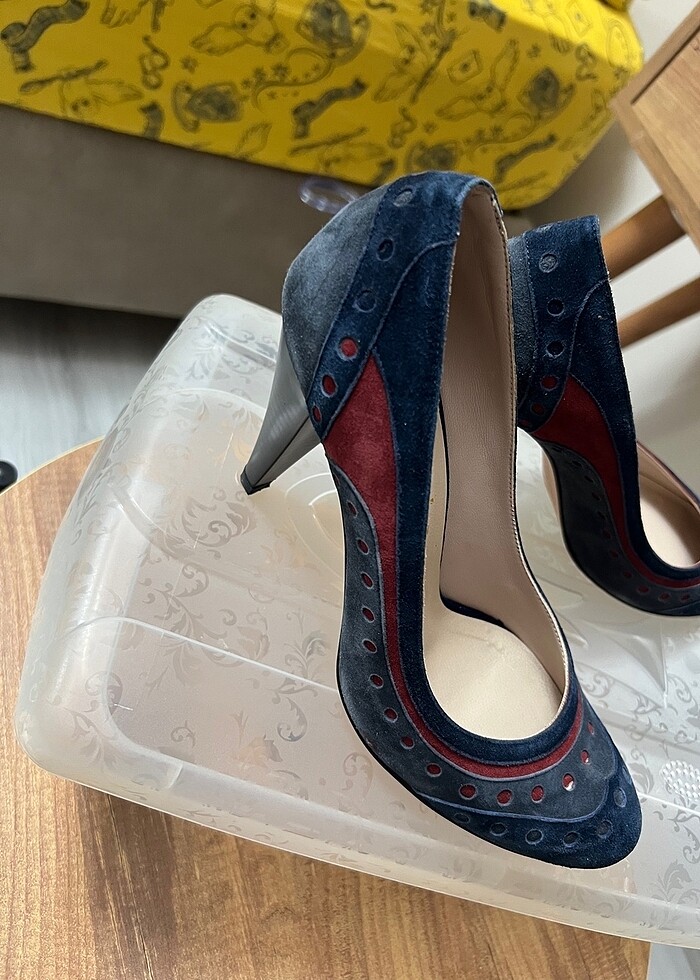 Lacivert topuklu ayakkabı - Görsel 2