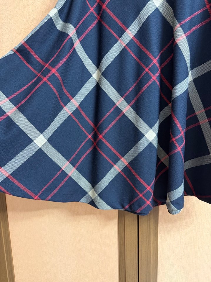 Mavi Ekose Piliseli Midi Etek - Görsel 2