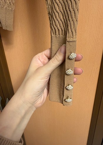 Bej Örgü Kadın Uzun Kollu Kazak - Görsel 2