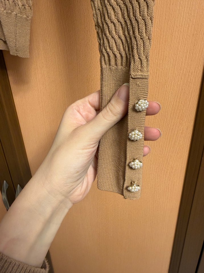 Bej Örgü Kadın Uzun Kollu Kazak - Görsel 2