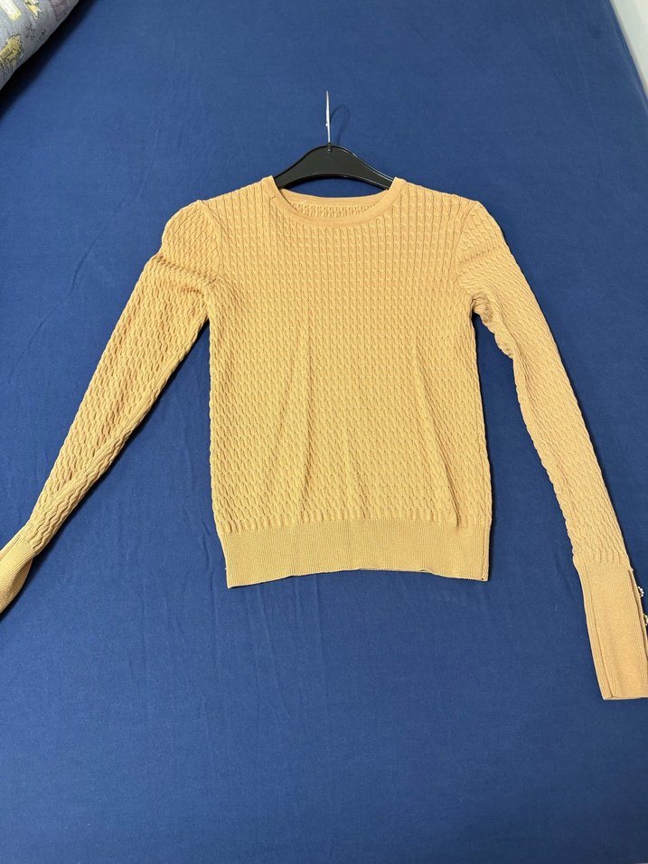 Bej Örgü Kadın Uzun Kollu Kazak - Görsel 4