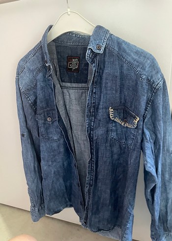 Düğmeli Mavi Kadın Denim Ceket