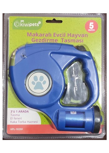 Makaralı Evcil Hayvan Gezdirme Tasması 5m Mavi