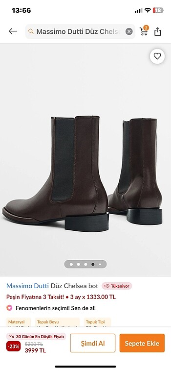 Massimo Dutti Düz Chelsea Bot YETİŞEN ALIR!!!!!