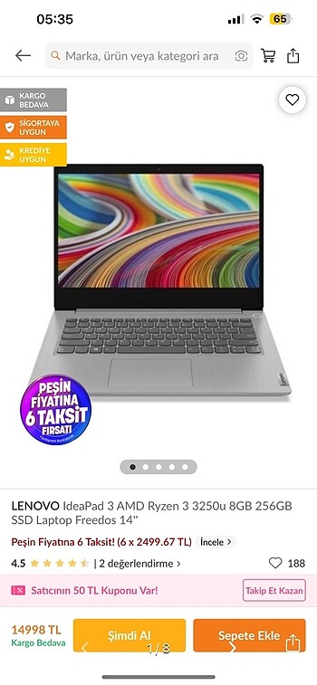 Lenovo 3250U Laptop
