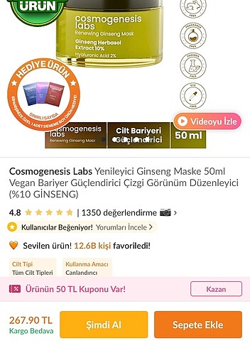  Beden Renk Cosmogenesis Labs Yenileyici Ginseng Maske