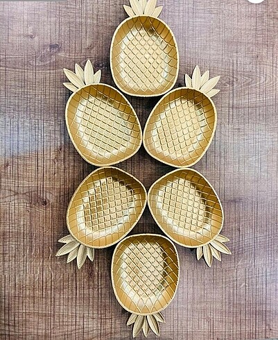 Beden 50 takım 6lı çerez tabağı ananas ve yaprak model
