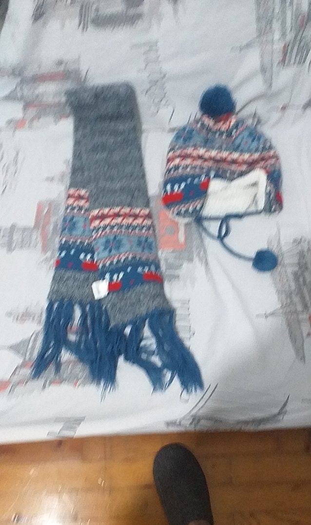 Nakışlı Çok Renkli Örgü Erkek Bere ve Atkı - Görsel 2