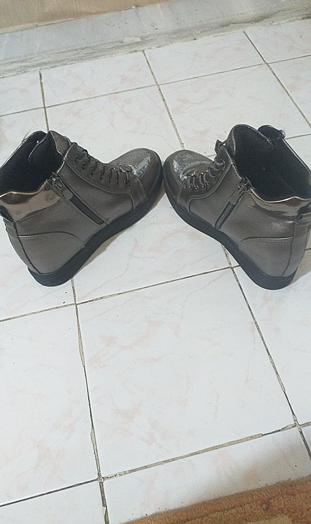 Kemer Detaylı Kahverengi parlak şık  Kadın Dolgu Topuk Bot - Görsel 2