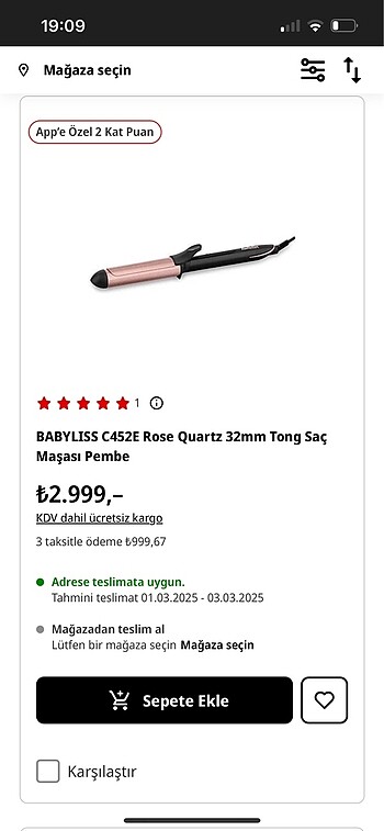 Babyliss kalın maşa