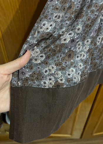 Batik Gri Bohem Uzun Kollu V Yaka Elbise