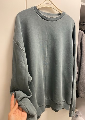 Bershka Haki eskitmeli oversize kazak