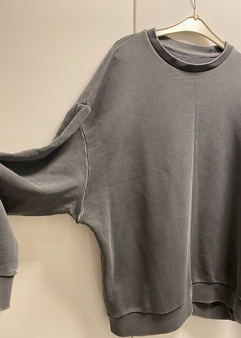 Bershka Gri Kadın Oversize eskitmeli sweat