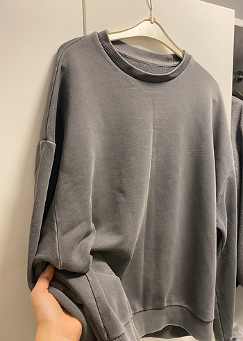 diğer Beden Gri Kadın Oversize eskitmeli sweat