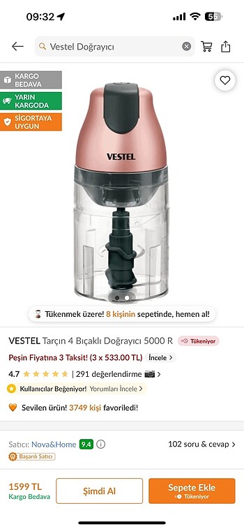 Vestel doğrayıcı