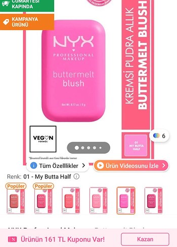 NYX Buttermelt Allık 01 My Butta Half