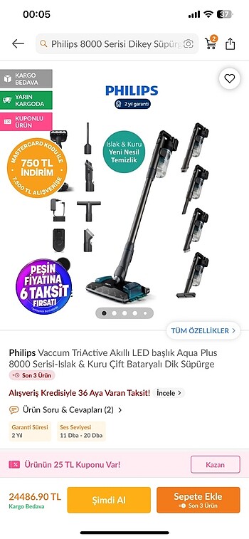 phılıps 8000 serisi dikey süpürge