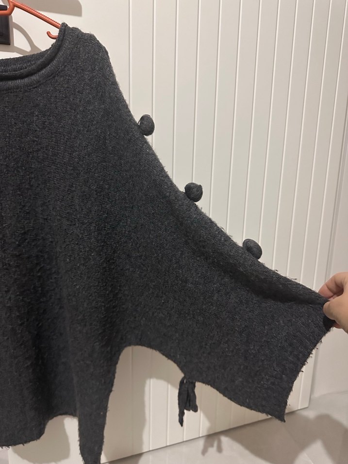 Gri Örgü Kadın Yün Kazak - Görsel 2