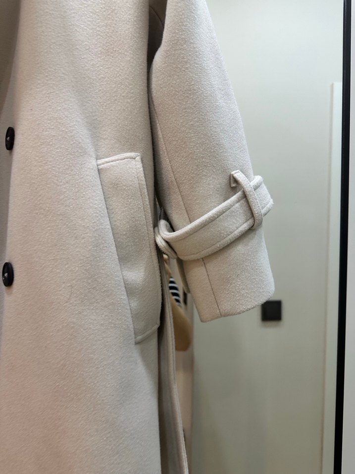 TAŞ RENGİ KUŞAKLI PREMIUM UZUN KABAN - Görsel 3