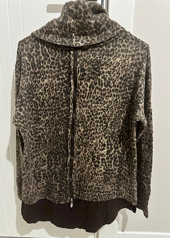M/L uyumlu,Yüksek Yakalı Leopar Desenli kazak - Görsel 2