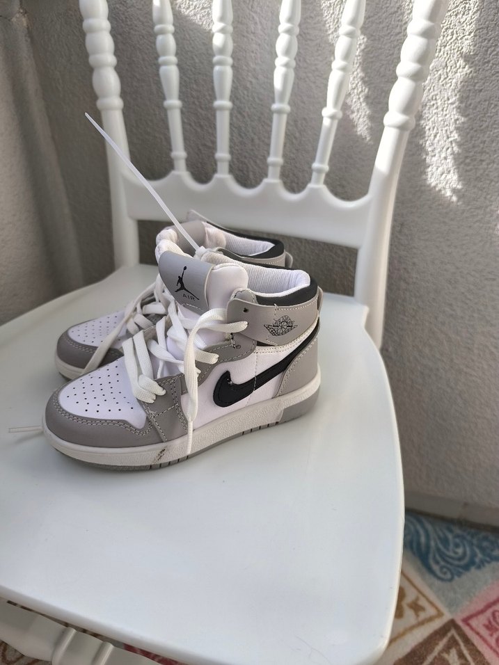 Gri-Beyaz Erkek Çocuk Spor Ayakkabı Velcro - Görsel 2