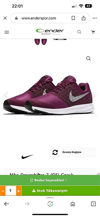 Orijinal mor nike spor ayakkabı