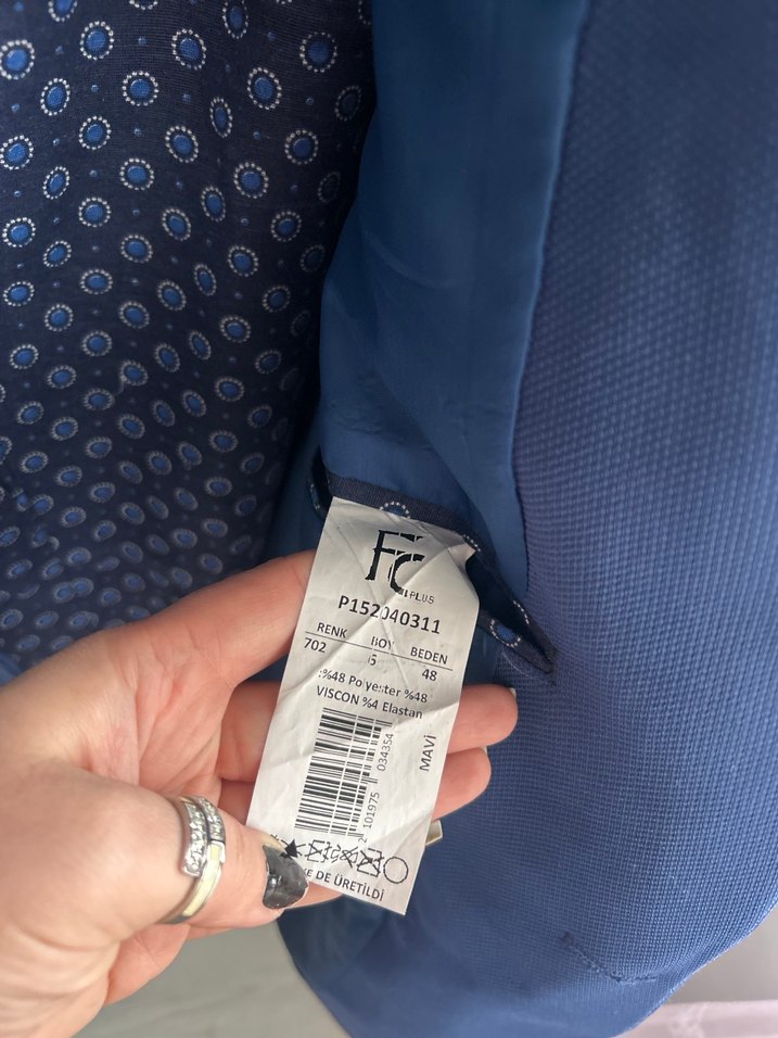 Düğmeli Mavi Erkek Ofis Takım Ceketi - Görsel 3