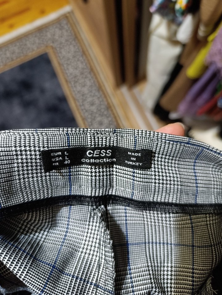 Gri Kareli Kumaş Pantolon - Görsel 3