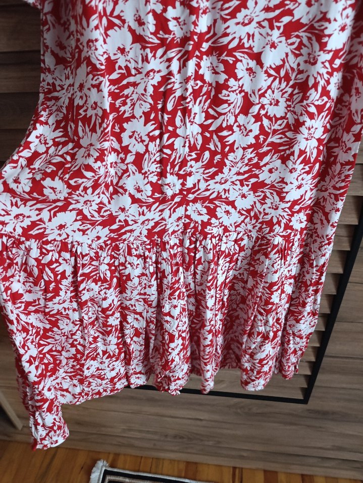 Kırmızı Uzun Kol Elbise - Görsel 4