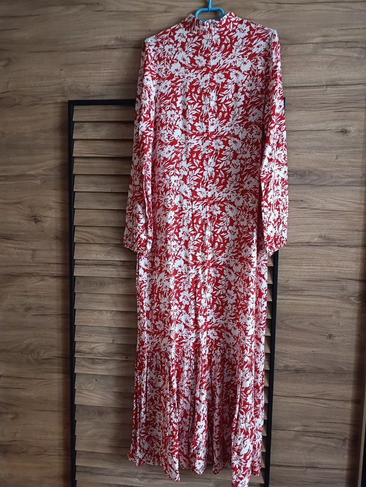 Kırmızı Uzun Kol Elbise - Görsel 2