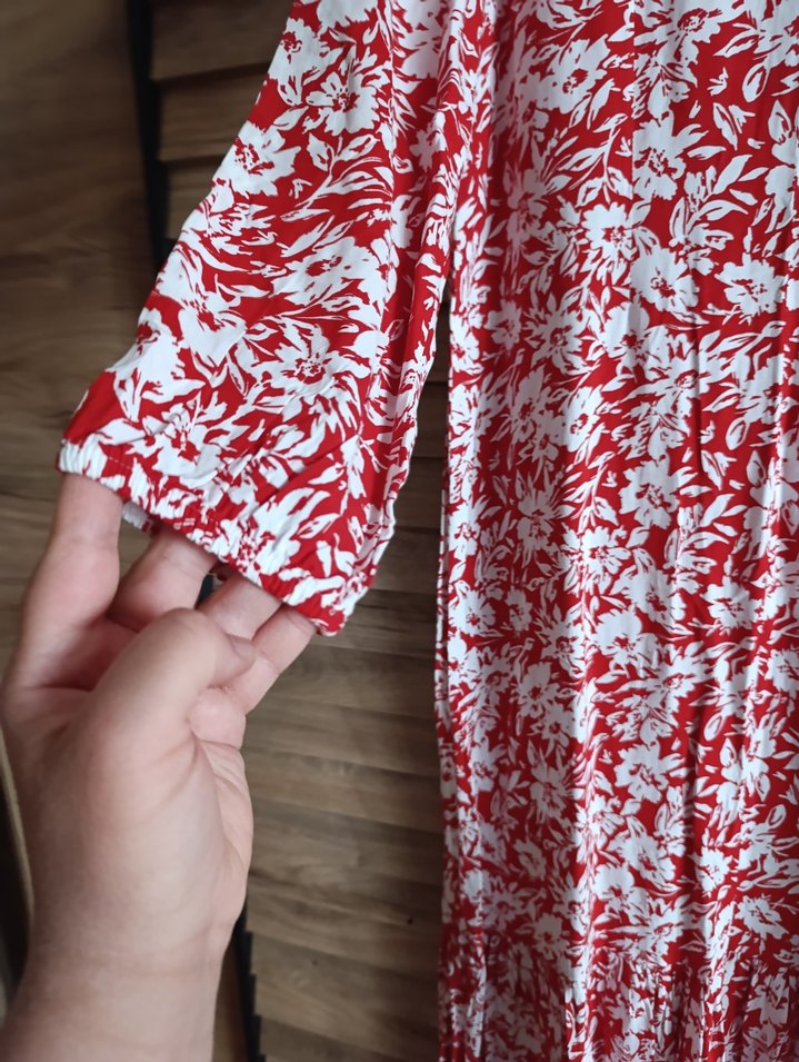 Kırmızı Uzun Kol Elbise - Görsel 3