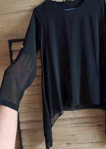 Siyah Uzun Kollu Salaş Kadın Tunik - Görsel 2