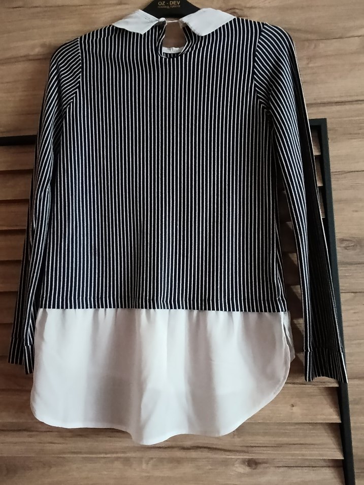 Düğmeli, Beyaz Gömlek Yaka Kadın Bluz - Görsel 2