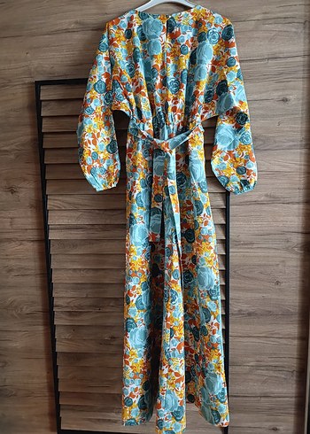 Çok Renkli Çiçekli Uzun  Elbise - Görsel 2