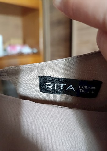 Diger Bej Kat kat Uzun Elbise - Görsel 4