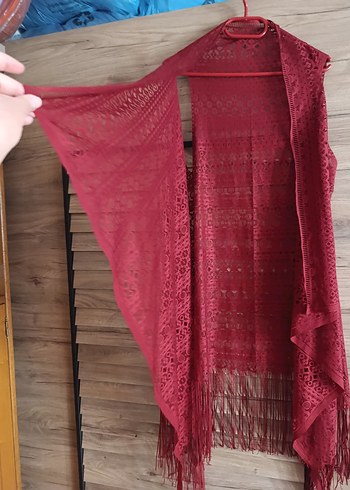 Bordo Pareo Dantel Yelek - Görsel 4