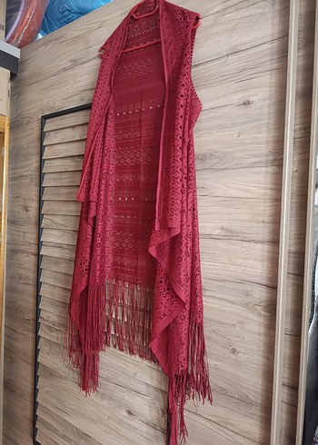 Bordo Pareo Dantel Yelek - Görsel 2