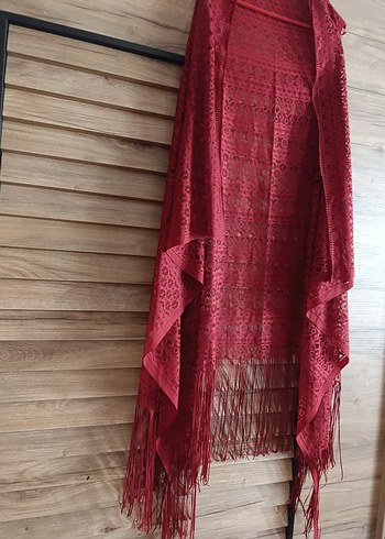 Bordo Pareo Dantel Yelek - Görsel 3