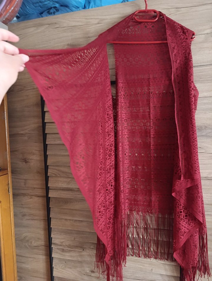 Bordo Pareo Dantel Yelek - Görsel 4