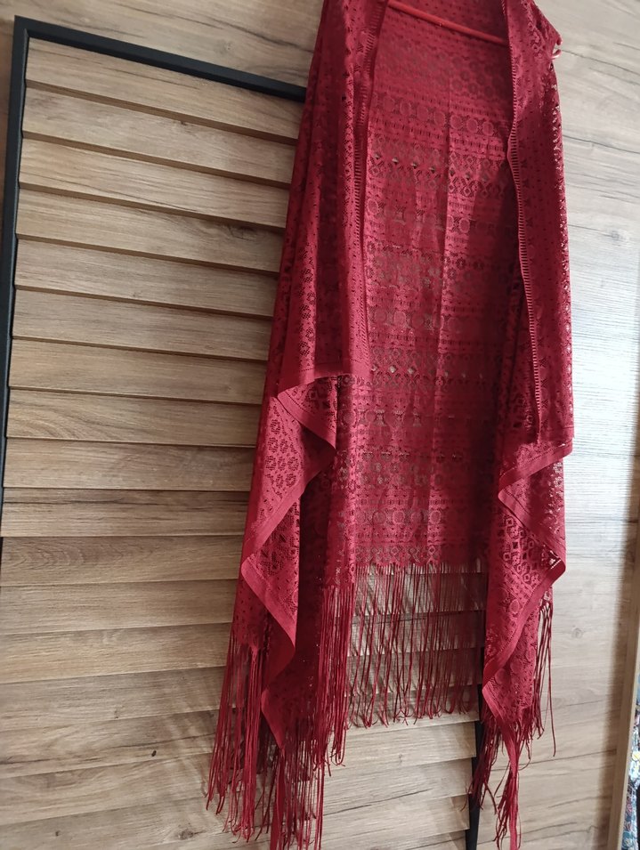 Bordo Pareo Dantel Yelek - Görsel 3