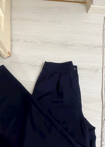 Düğmeli Lacivert Kadın Kumaş Pantolon