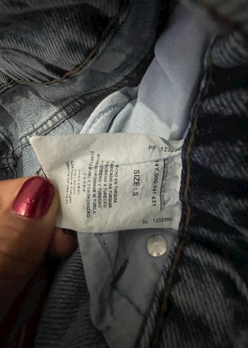 s Beden Düğmeli Gri Batik Desenli Bol Paça Kadın Jean