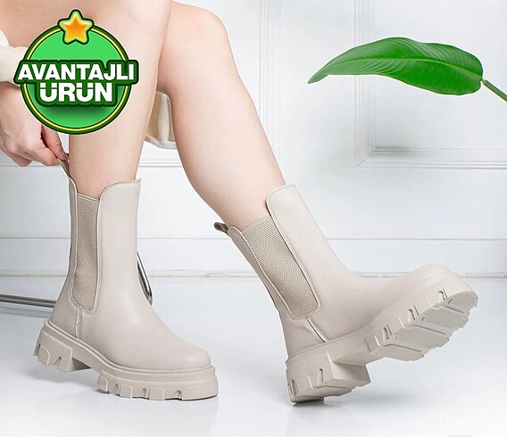 Kadın Bot Bej Trendyol - Görsel 4