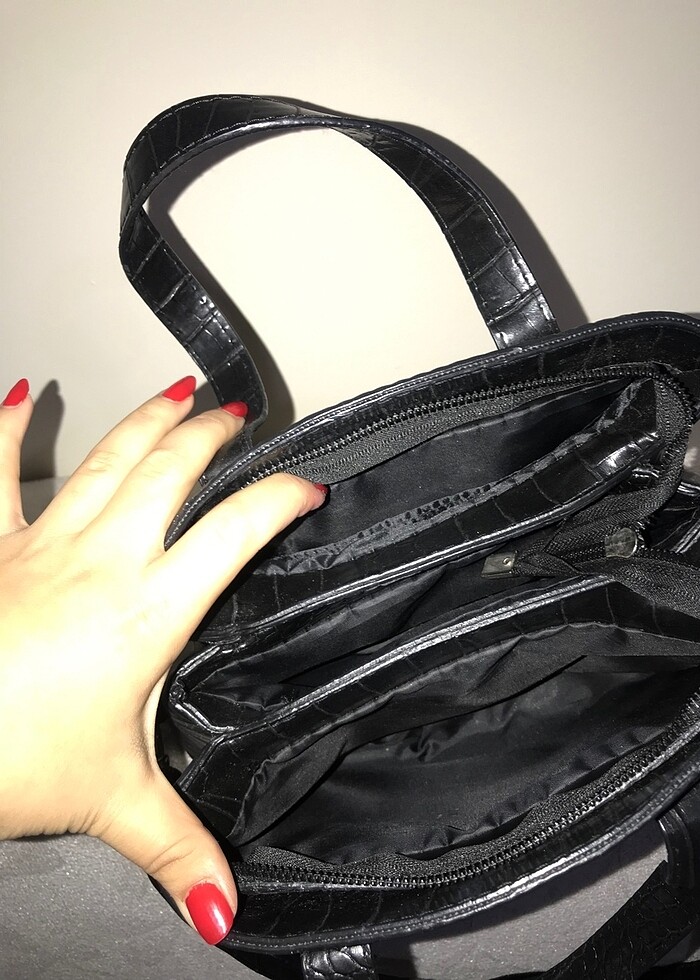 siyah deri çanta - Görsel 3