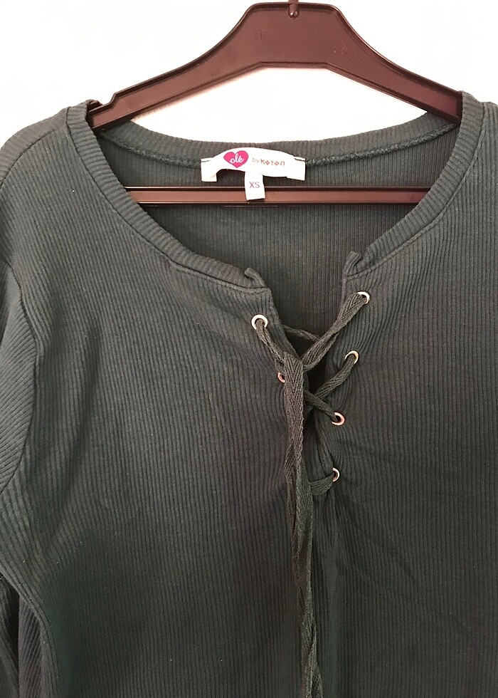 koton koyu yeşil bluz - Görsel 3